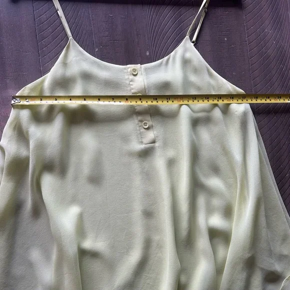 Alice + Olivia Neon Yellow Flowy 100% Silk Mini Dress Size M - Picture 8 of 9